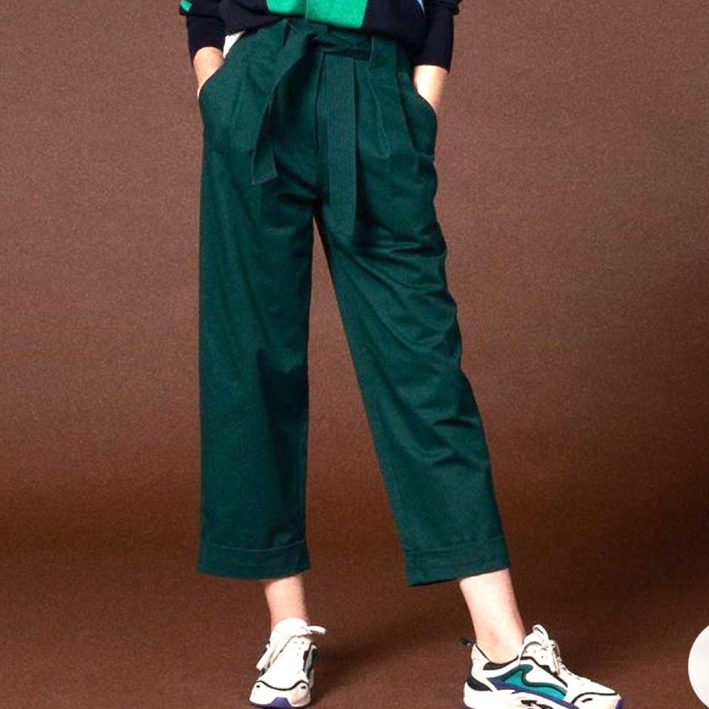 Sandro, high waisted, cropped, green pants